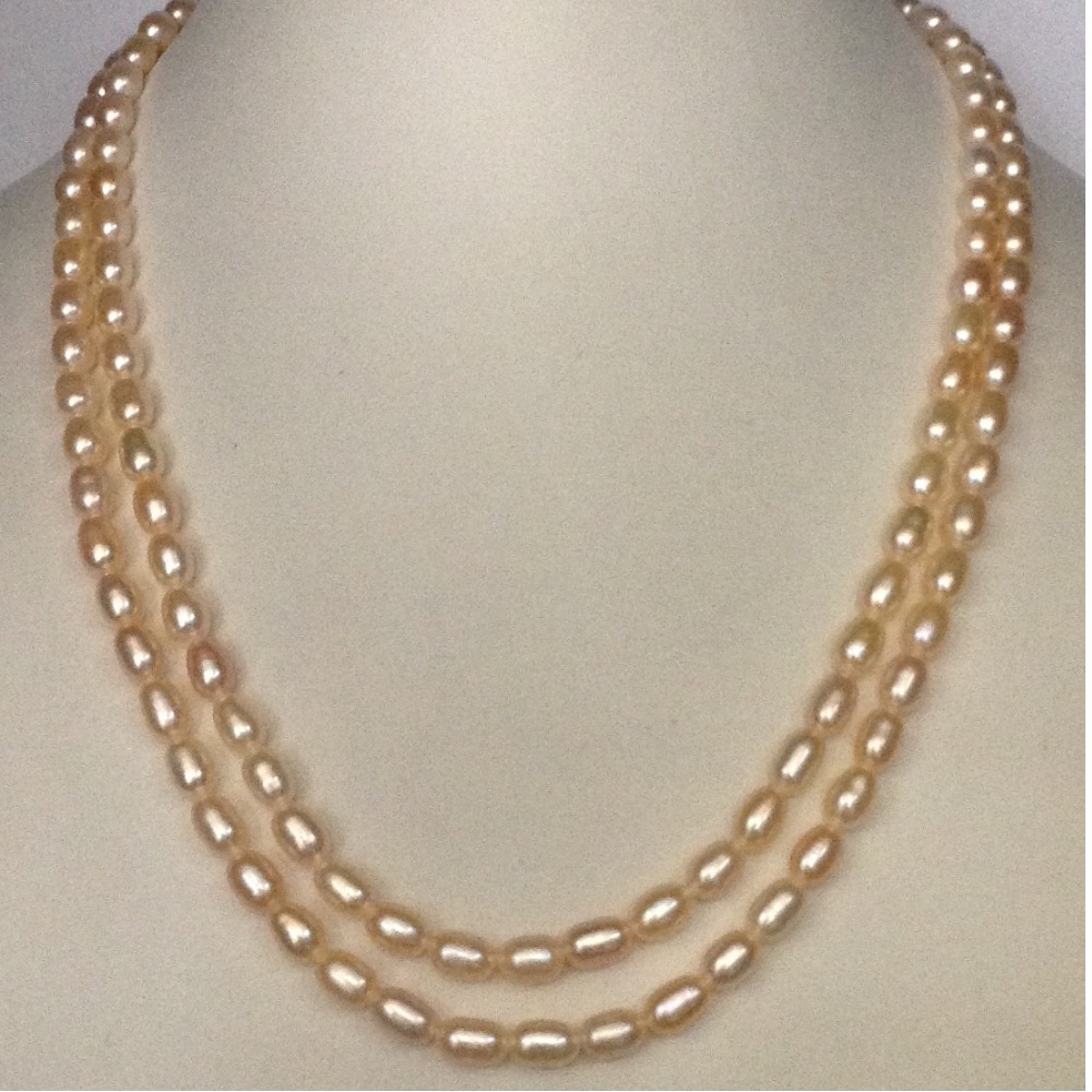 Freshwater Orange Oval Pearls Necklace 2 Layers JPM0078