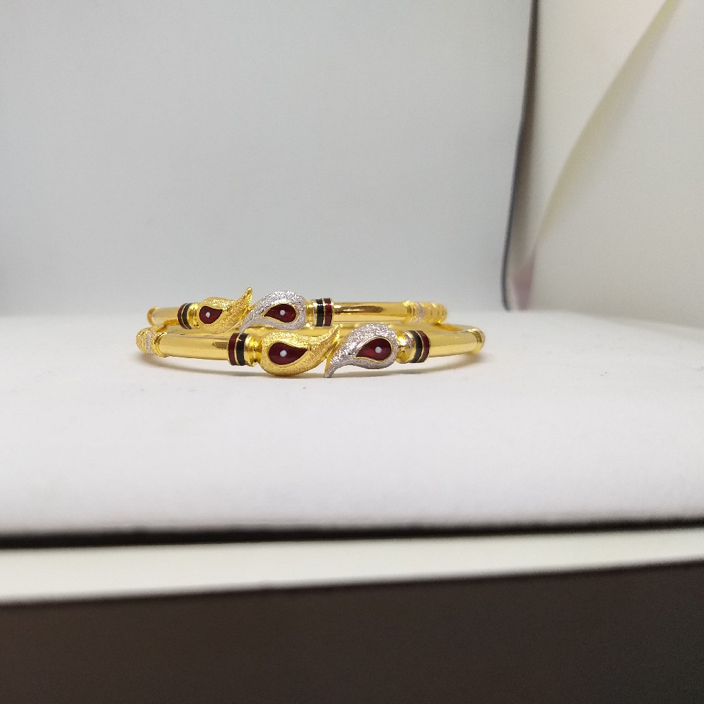 22KT/916 LEAFY DESIGN GOLD COPPER KADLI BANGLE