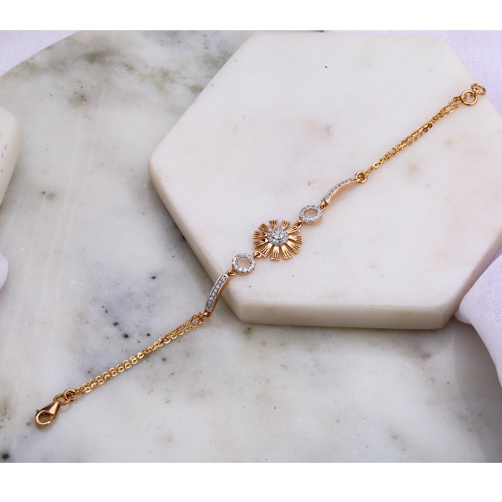 916 Gold CZ Flower Design Bracelet