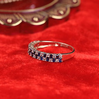 Gold And Blue Cz ladies ring