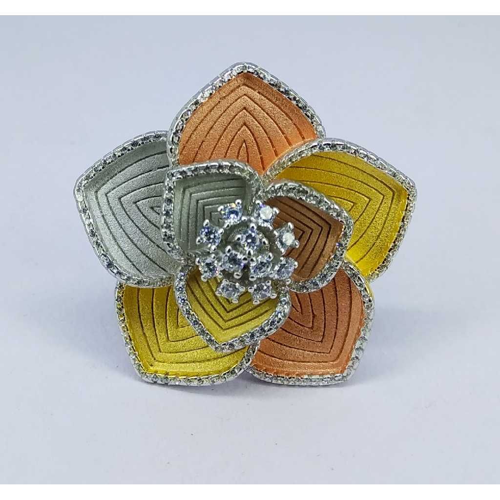 Tri colour 92.5 silver ring MG-R006