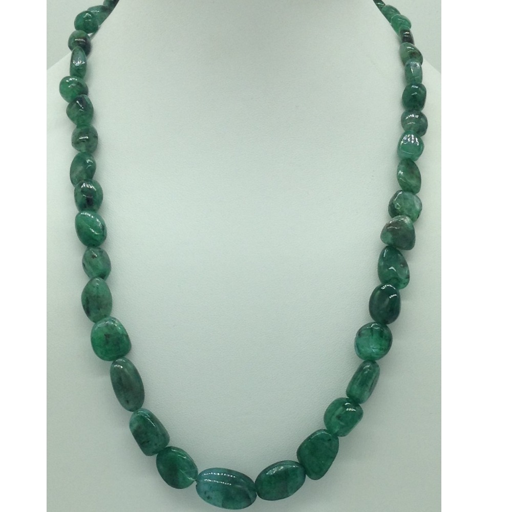 Natural Green Bariels Oval Tumbles 1 Layers Necklace JSS0135