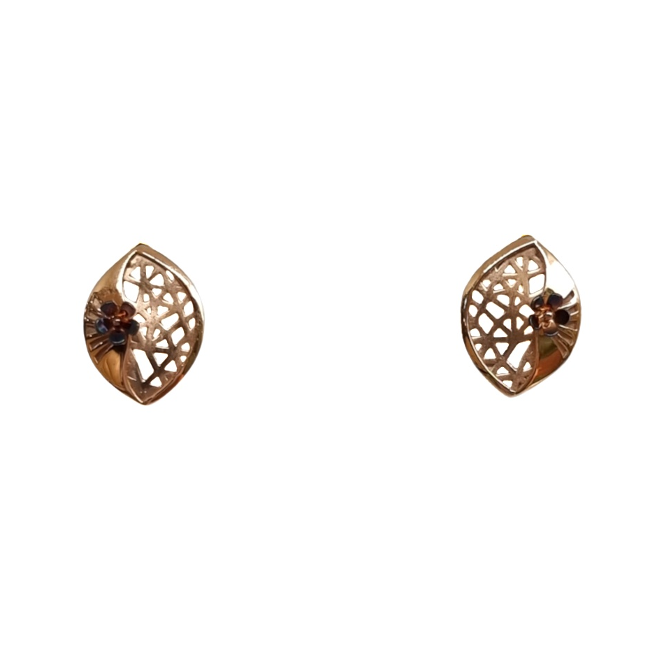 18k rose gold flower shape designer earrings mga - btg0605