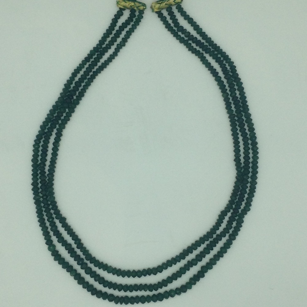 Natural Green Round Faceted Beeds 3 Layers Mala JSS0217