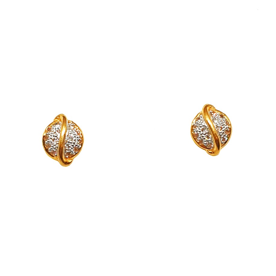 22K Gold Round Shaped Designer Earrings MGA - BTG0414