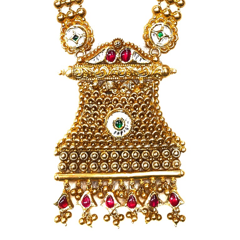 22k Gold Antique Oxidised Designer Necklace Set MGA - GLS057