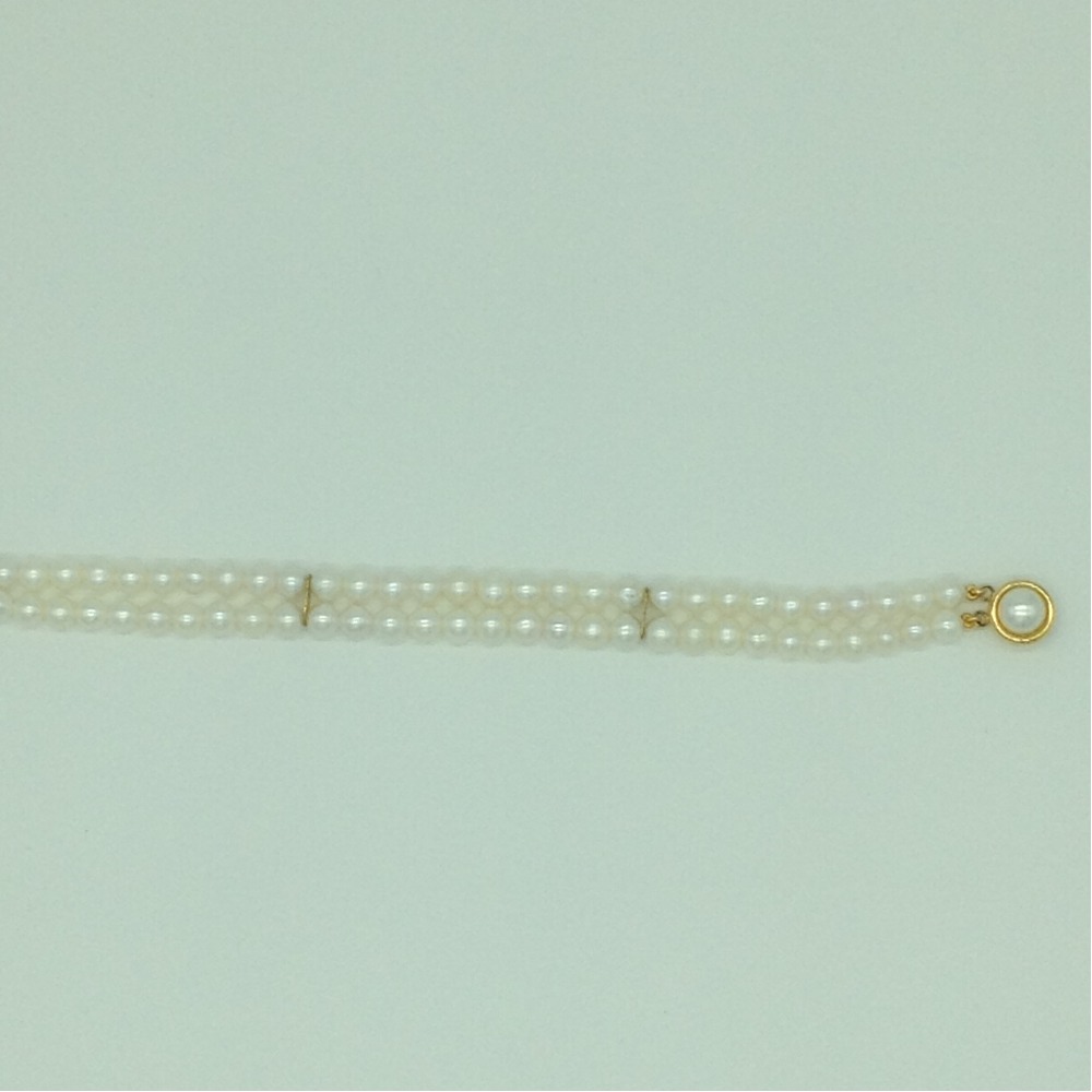 White Round Pearls 2 Layers Bracelet JBG0117