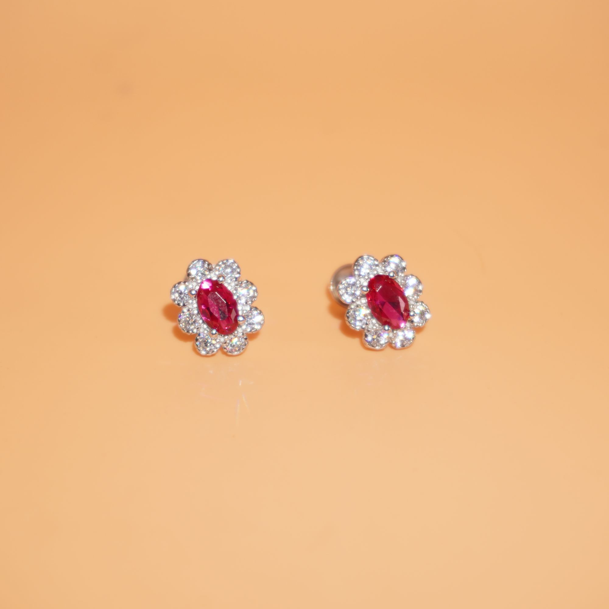 925 Silver Fancy Pink Stone Earrings