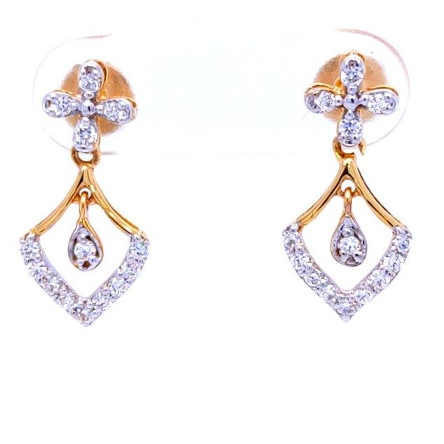 Nayasha floral dangling diamond earring in gold 18 kt