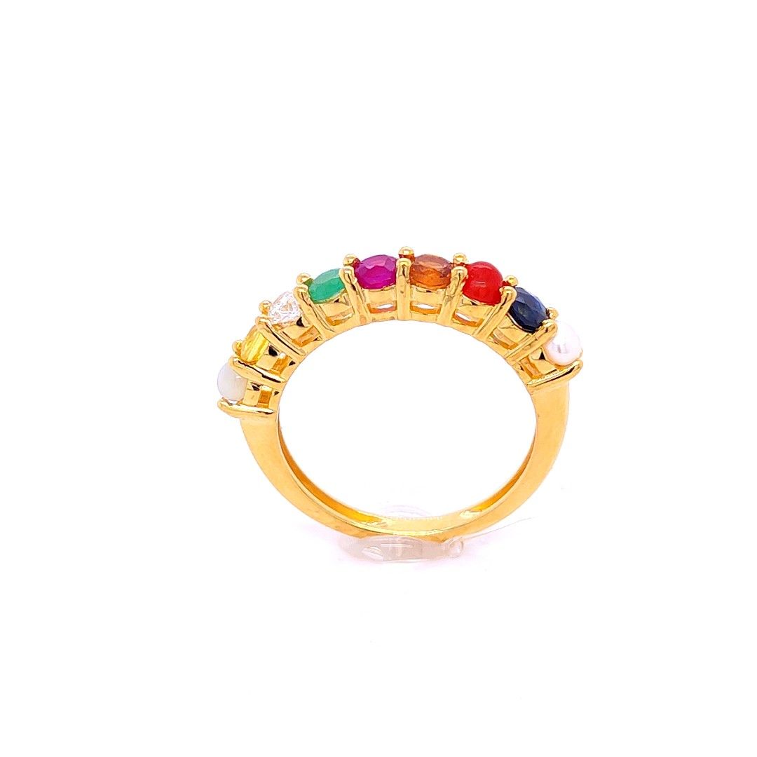 Gold Plated Brass 9 Stone Navratan Stone Free Size Fashion Ring For Girls  Women. at Rs 250 | जेमस्टोन रिंग in Jaipur | ID: 24157551297
