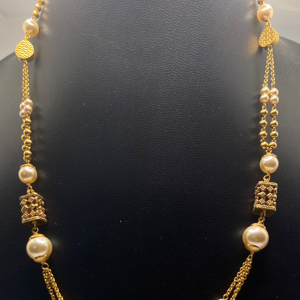 22k Gold Antique pearls necklace Bj-APN001