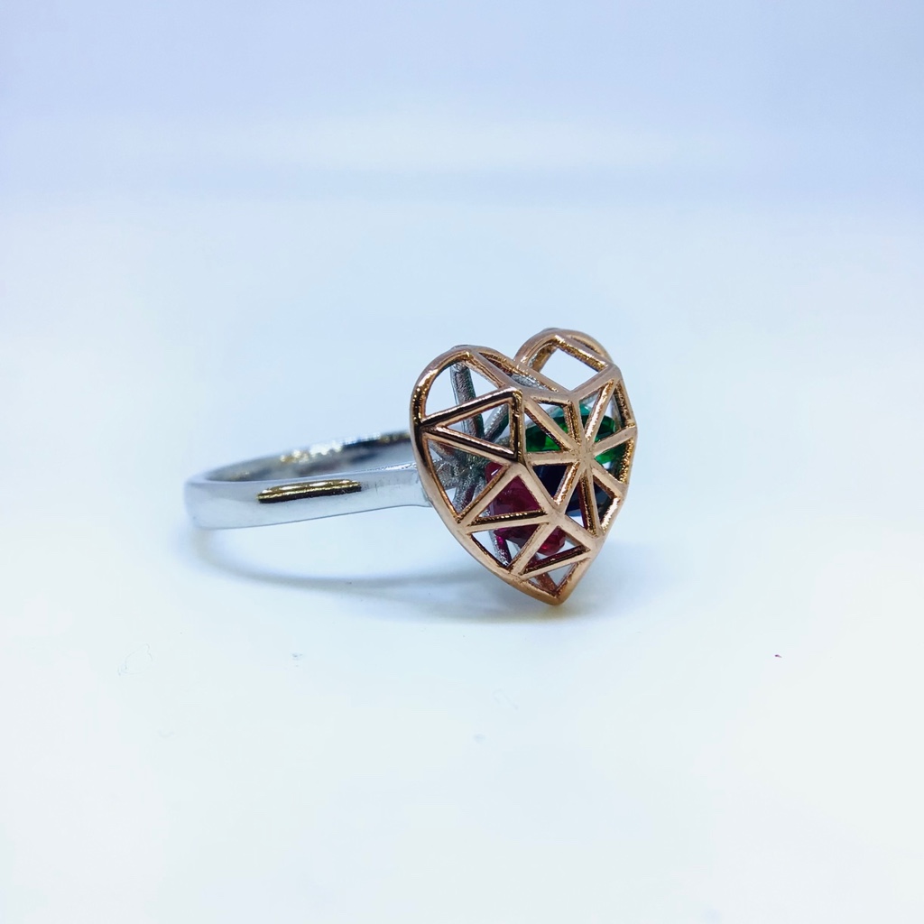 FANCY ROSE GOLD STERLING SILVER RING
