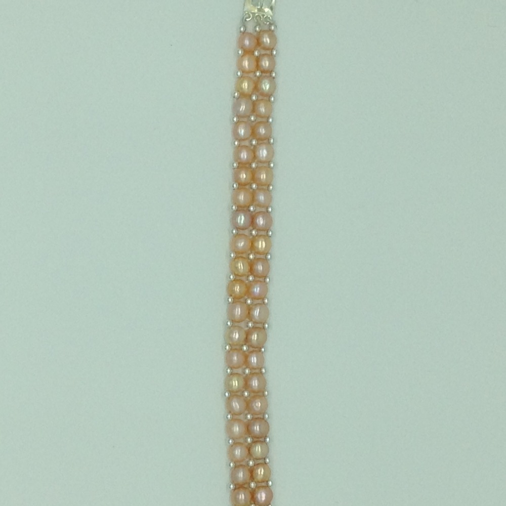 Orange Button Pearls With White Jaco Balls 2 Layers Bracelet JBG0143