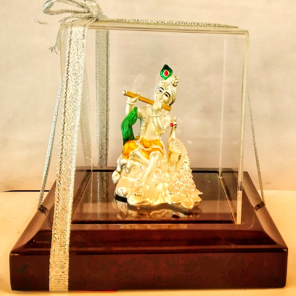 999 Emerald Lord Krishna Silver Idol
