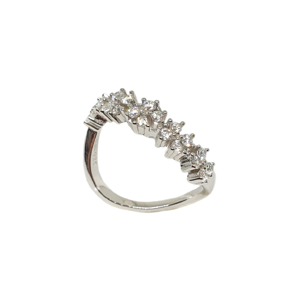 925 Sterling Silver Lining Diamond Ring MGA - LRS3483