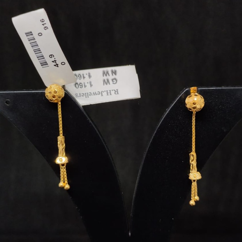 22 carat gold ladies earrings latkan RH-LE302