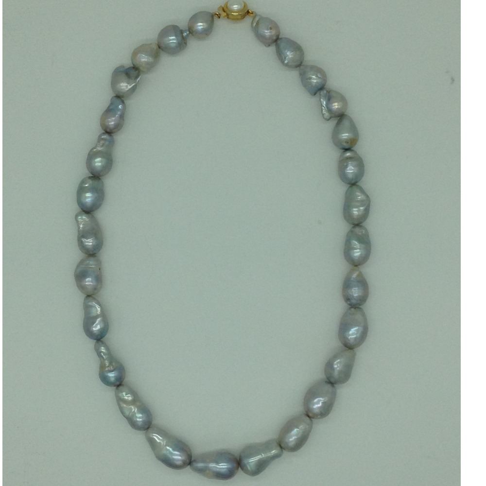 Freshwater Grey Oval Baroque Pearls 1 Layers Necklace JPM0368