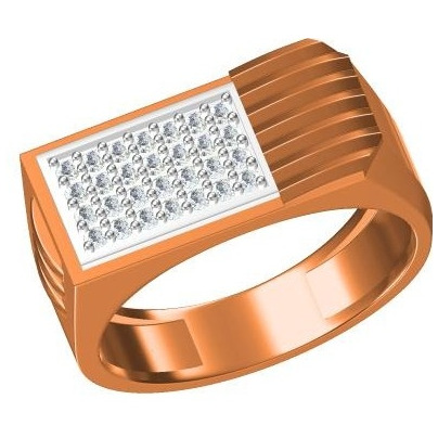 916 cz rose gold diamond gents ring