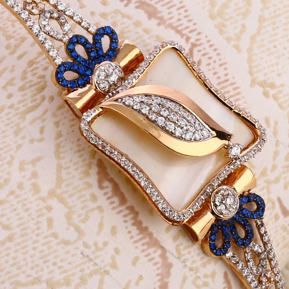 18ct Rose Gold CZ  Fancy Ladies Kada Bracelet  RLKB160