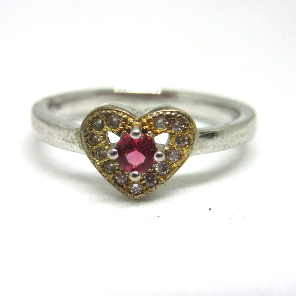 Silver 925 heart shape gold plating ring sr925-153
