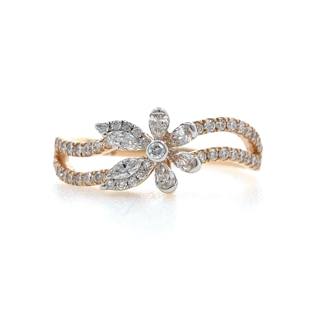 Flower & Petal Design Diamond Ring for Ladies in 18k Rose Gold 0LR24