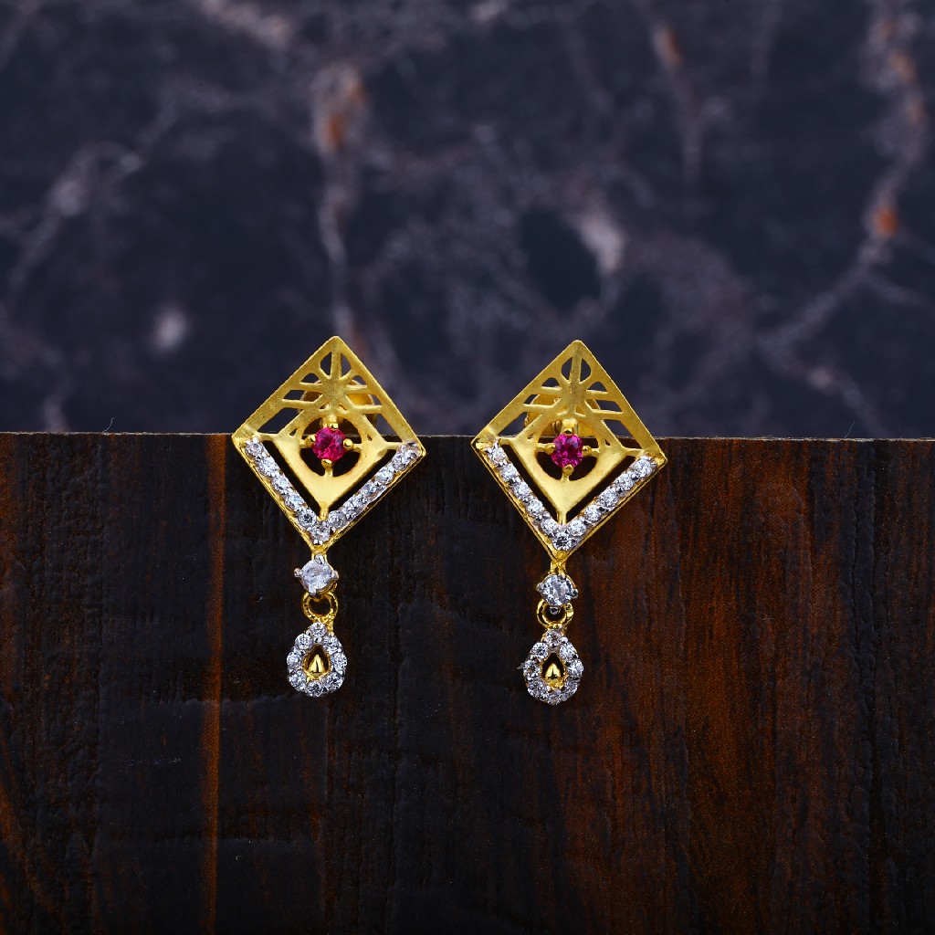 Ladies Gold 916 Earrings-LFE70