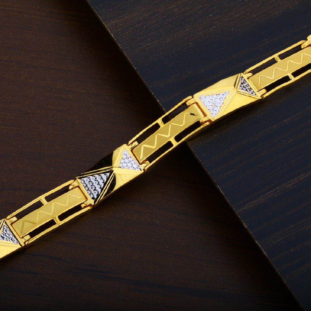 Mens 22K Fancy Gold Cz Plain Bracelet-MPB38