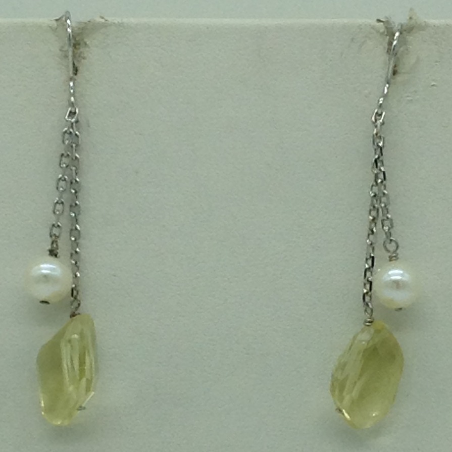 Freshwater multicolour pearls and citrine silver chain set jnc0079