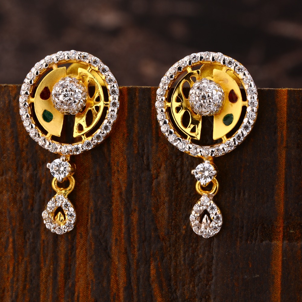 916 Gold CZ Ladies  Stylish Diamond Earring LFE399