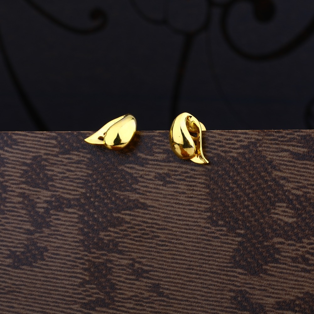 Ladies 22K Gold Plain Designer Earring -LPE88