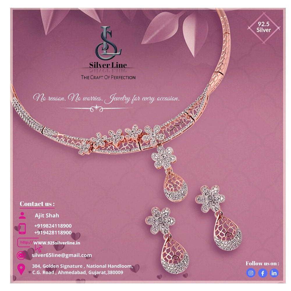 92.5 Silver rosegold Necklace
