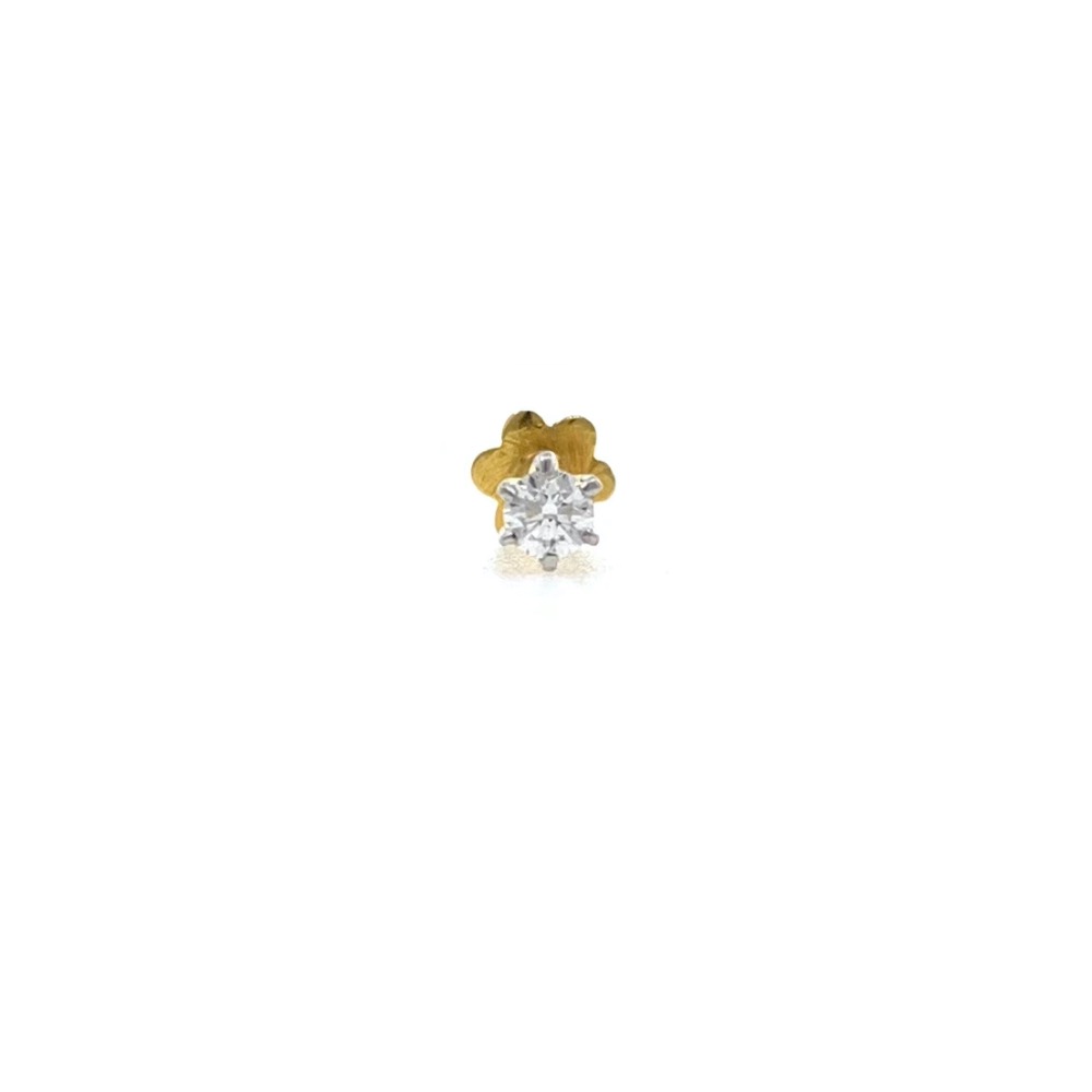 18kt / 750 yellow gold classic single 0.06 cts diamond nose pin 9np152