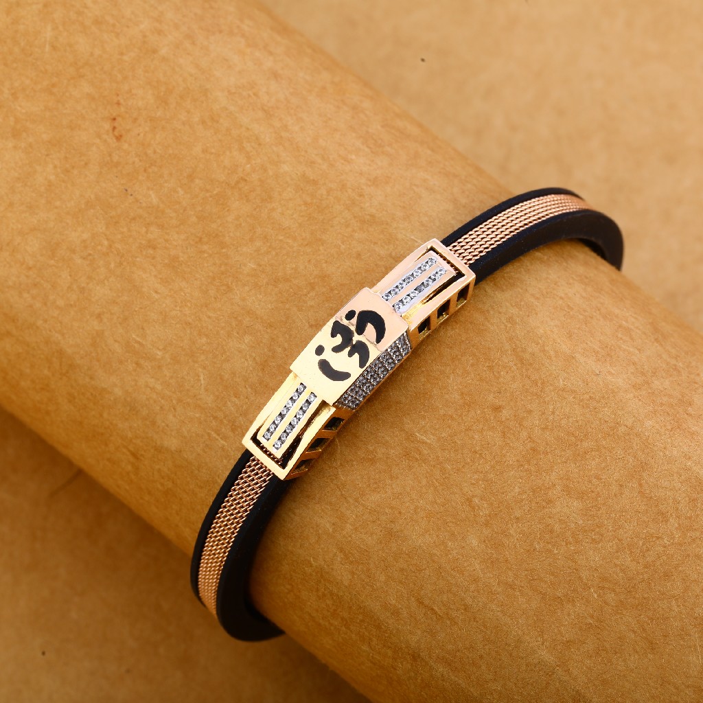 18KT Rose Gold Hallmark Gorgeous Leather Gent's Bracelet MLB247
