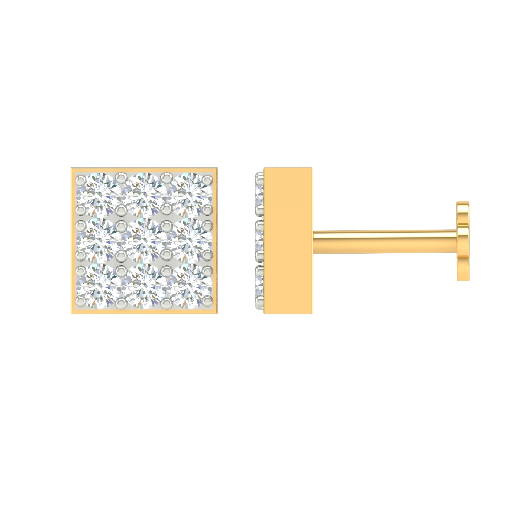 18K Gold Real Diamond Square Modern Earrings For Kids  MGA - SDG0042