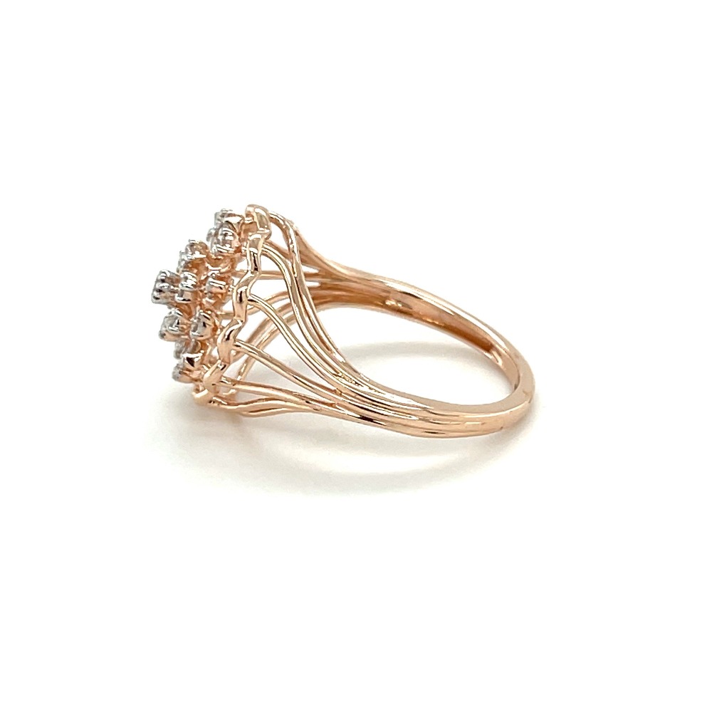 Flower Diamond Cluster Ring In 14k Rose Gold by royale Diamonds