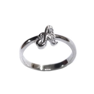 925 Sterling Silver Alphabet (Letter A) Ring MGA - LRS1542