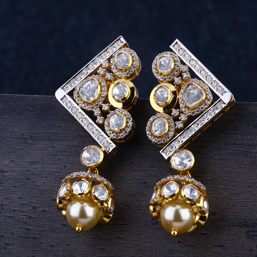 916 gold cz women's designer hallmark  jhummar earring  lje337