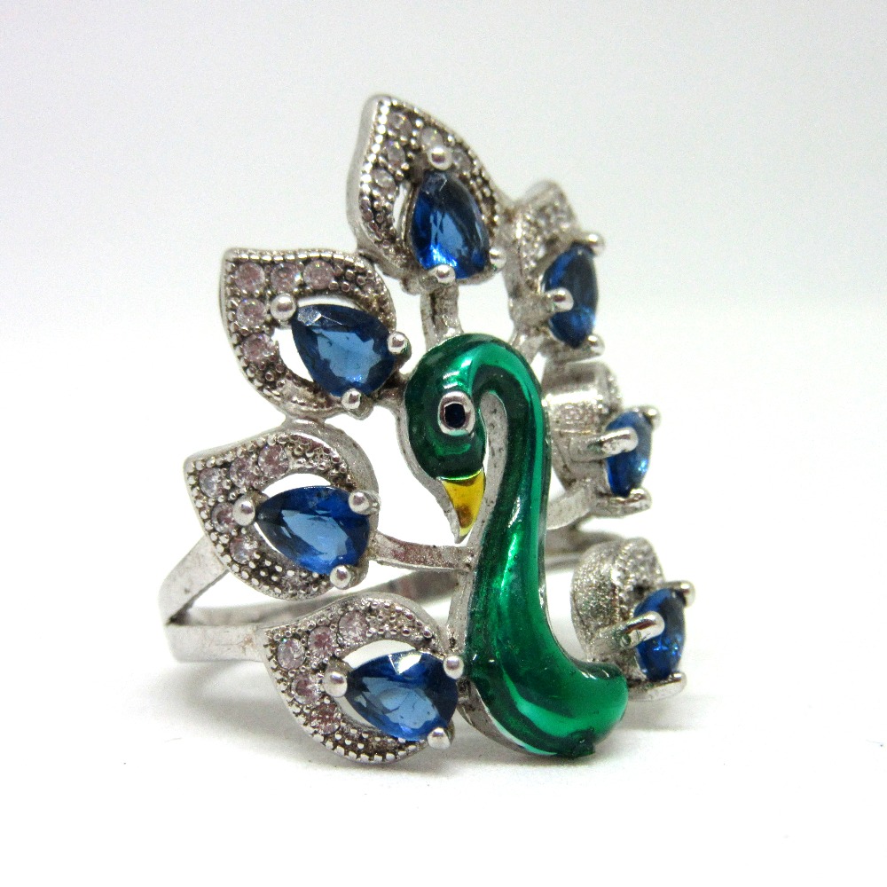 925 silver peacock ring sr925-36