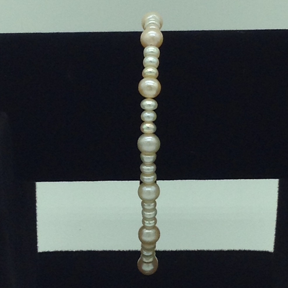 Peach Flat Pearls 1 Layers Bracelet JBG0126