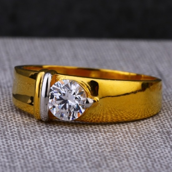 22 carat gold classical single stone gents rings rh-gr743