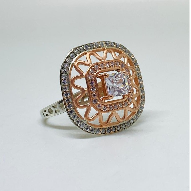 925 silver latest single diamond design ladies ring/rose gold coting