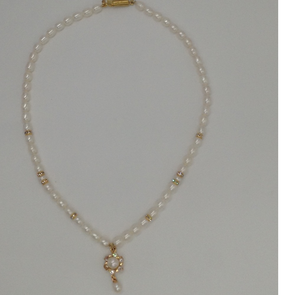 White cz and pearls pendent set with oval pearls mala jps0045