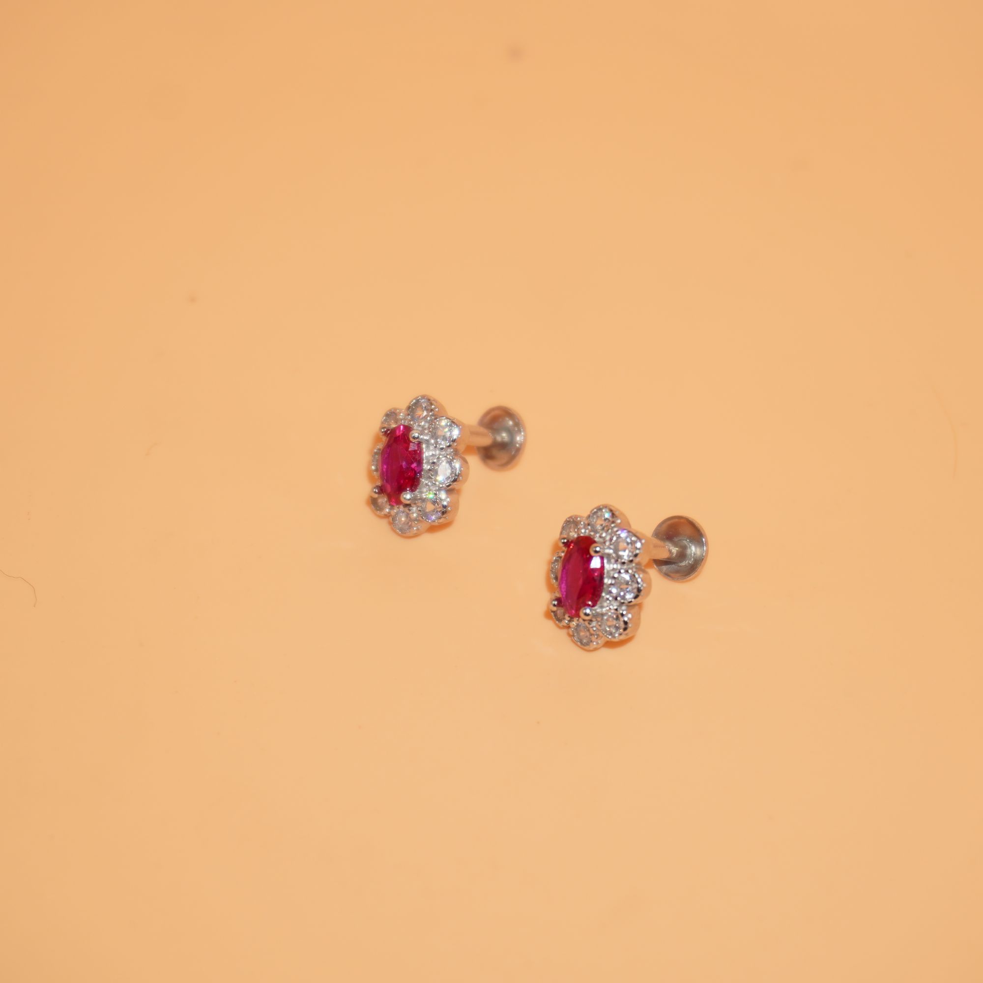 925 Silver Fancy Pink Stone Earrings