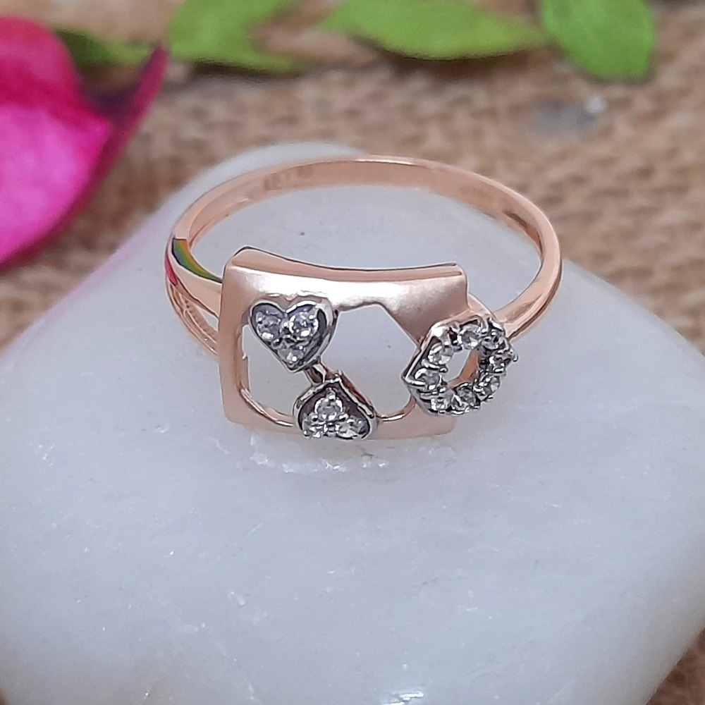 Two little heart design fancy 18 kt rose gold ladies ring
