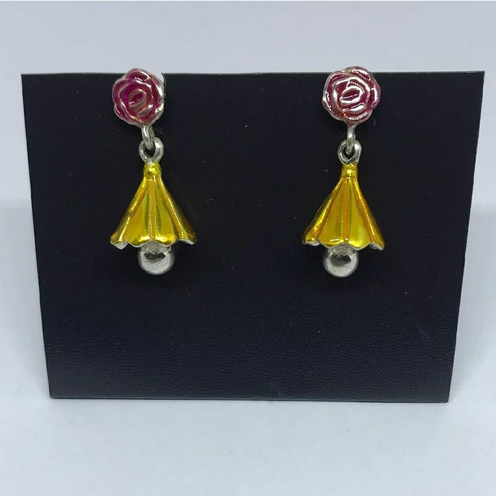 925 silver Rose enamel zumki earrings