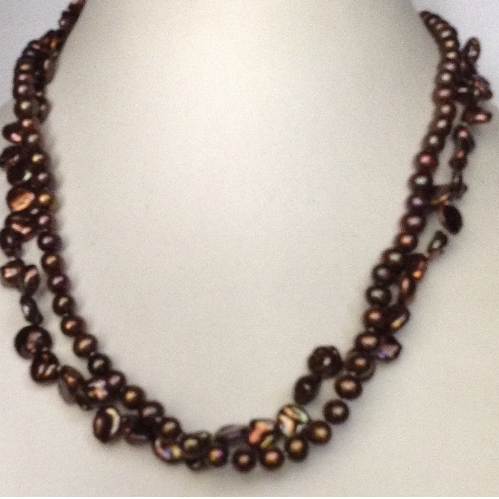 Brown Potato And Chips Baroque 2 Layers Necklace JPM0217