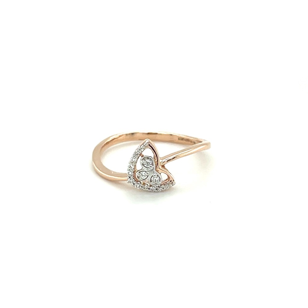 Heart Shaped Diamond Ring with Twisted 14k Rose Gold Band