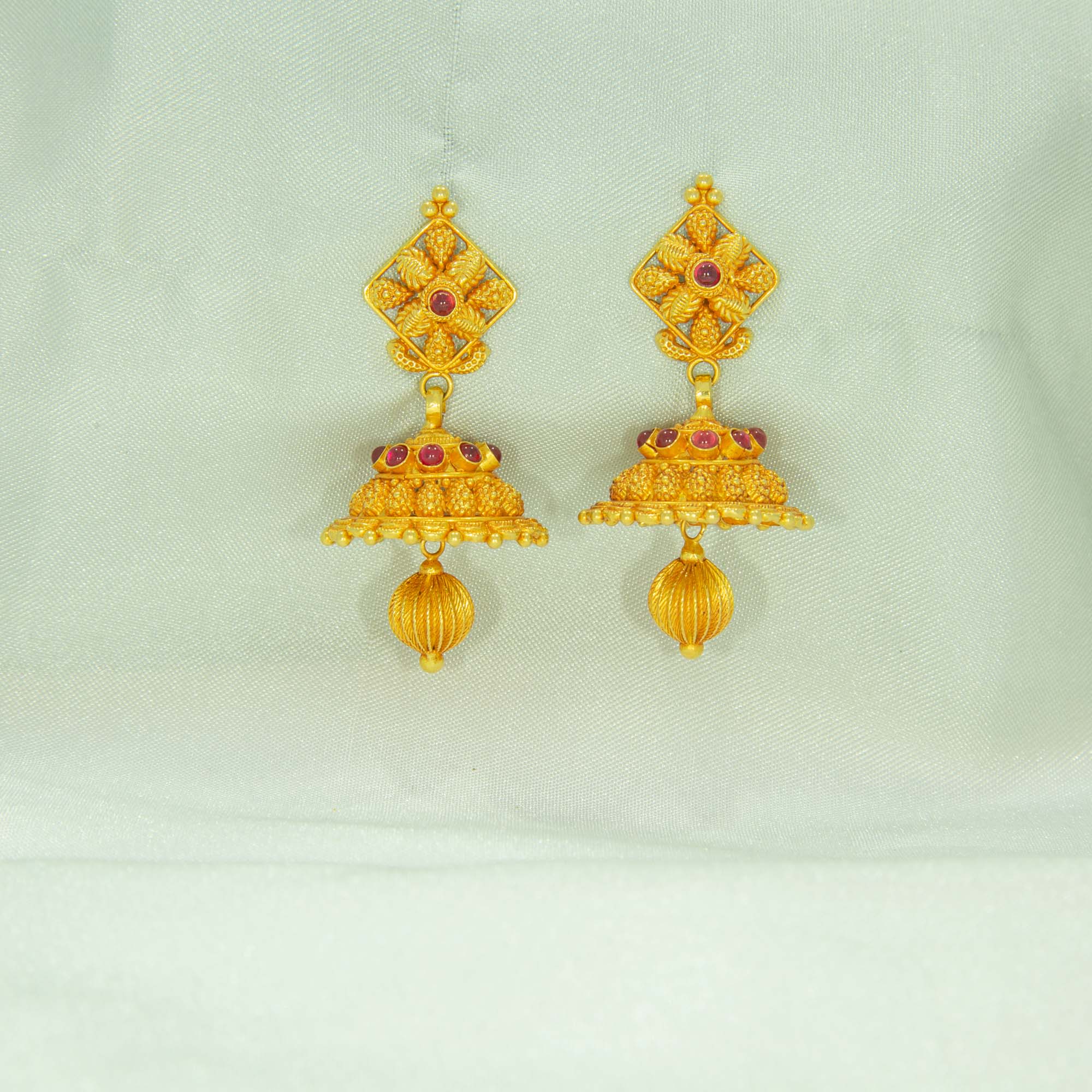 Kite Design Flower Gold Earrings