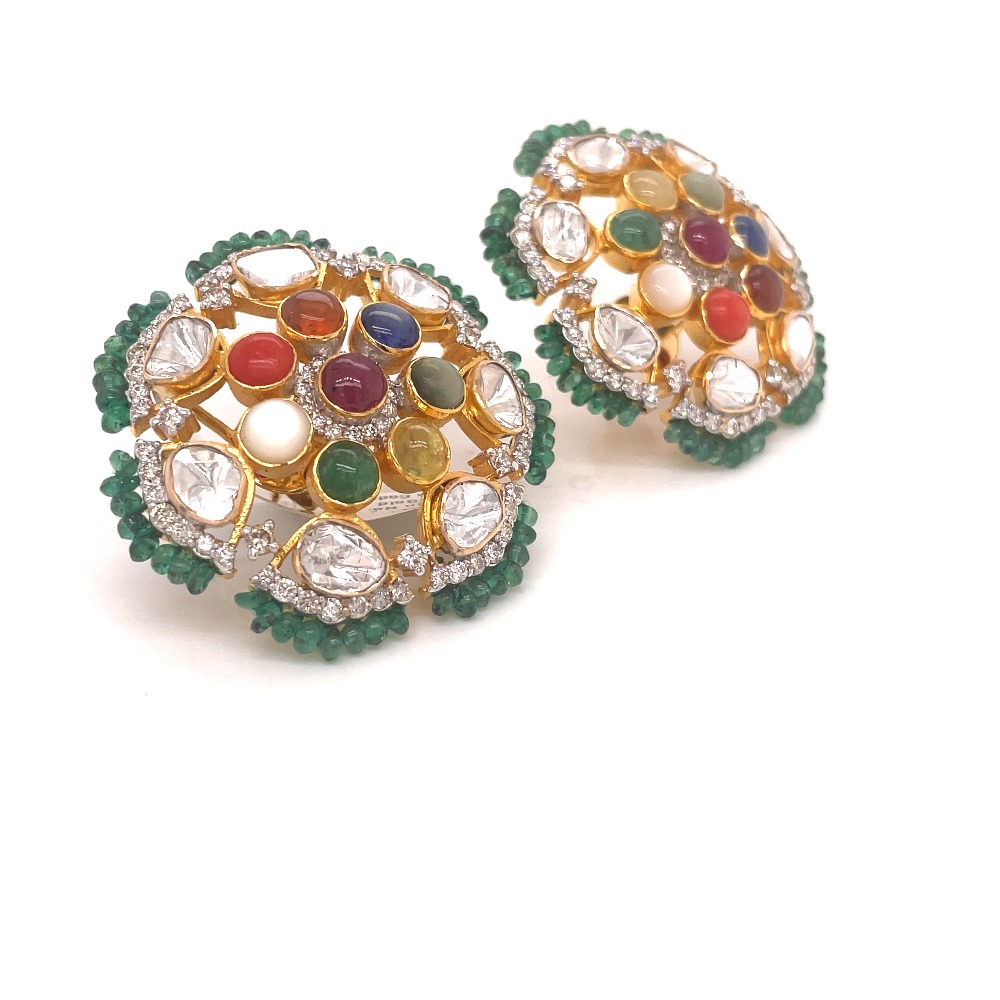 Uncut Diamond Polki Earrings Indian Traditional Wedding Earrings .
