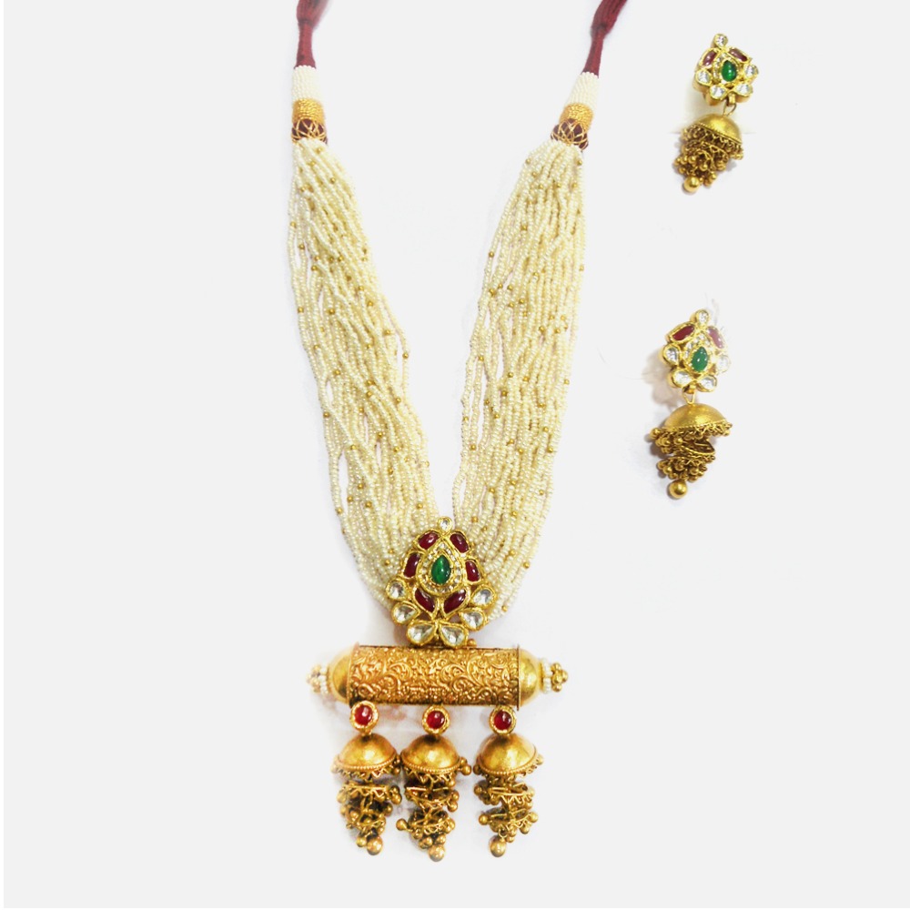 916 Gold Antique Long Necklace Set RHJ-4935